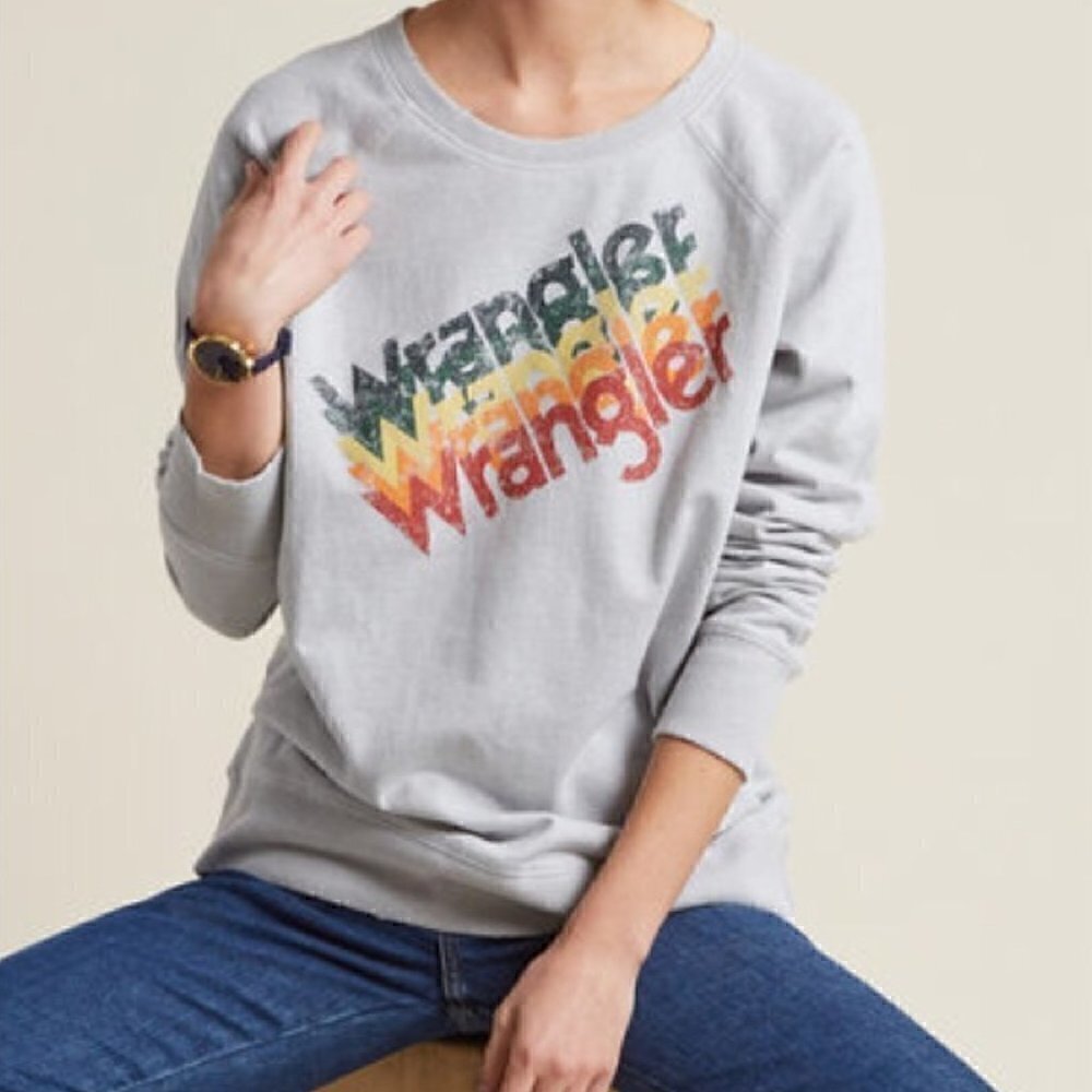 Wrangler x ModCloth Sweatshirt XS Pullover Vintage Text Graphic Long Sleeve - Picture 3 of 11